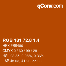 カラーコード: RGB 181 72.8 1.4 | qconv.com