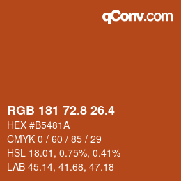 カラーコード: RGB 181 72.8 26.4 | qconv.com
