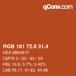 カラーコード: RGB 181 72.8 31.4 | qconv.com