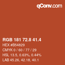 カラーコード: RGB 181 72.8 41.4 | qconv.com