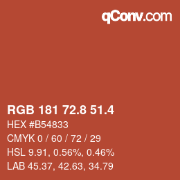 カラーコード: RGB 181 72.8 51.4 | qconv.com