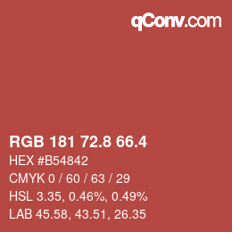 カラーコード: RGB 181 72.8 66.4 | qconv.com