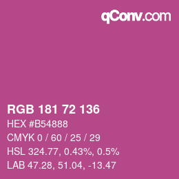 Color code: RGB 181 72 136 | qconv.com