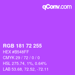 Color code: RGB 181 72 255 | qconv.com