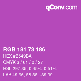 カラーコード: RGB 181 73 186 | qconv.com