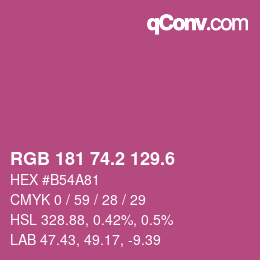 カラーコード: RGB 181 74.2 129.6 | qconv.com