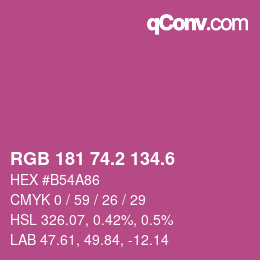 カラーコード: RGB 181 74.2 134.6 | qconv.com