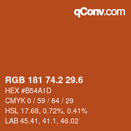 カラーコード: RGB 181 74.2 29.6 | qconv.com