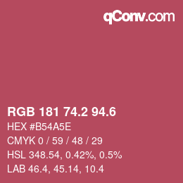 カラーコード: RGB 181 74.2 94.6 | qconv.com