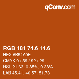 カラーコード: RGB 181 74.6 14.6 | qconv.com