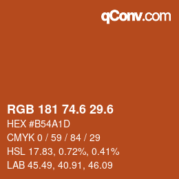 カラーコード: RGB 181 74.6 29.6 | qconv.com