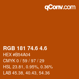 カラーコード: RGB 181 74.6 4.6 | qconv.com