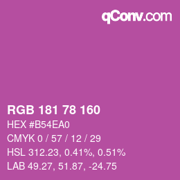 Color code: RGB 181 78 160 | qconv.com