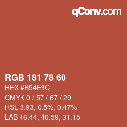 カラーコード: RGB 181 78 60 | qconv.com