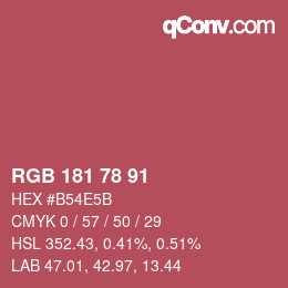 颜色代码: RGB 181 78 91 | qconv.com