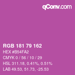 カラーコード: RGB 181 79 162 | qconv.com