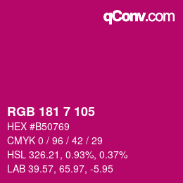 Color code: RGB 181 7 105 | qconv.com