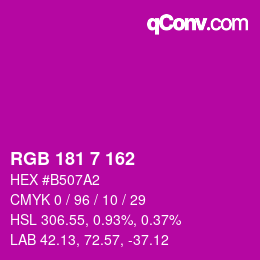 Color code: RGB 181 7 162 | qconv.com