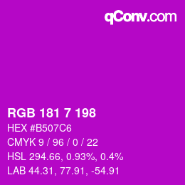 Color code: RGB 181 7 198 | qconv.com