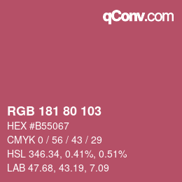 Color code: RGB 181 80 103 | qconv.com