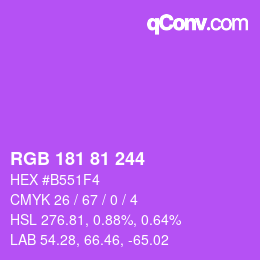 カラーコード: RGB 181 81 244 | qconv.com