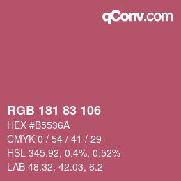 颜色代码: RGB 181 83 106 | qconv.com