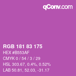 Color code: RGB 181 83 175 | qconv.com