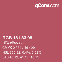 Color code: RGB 181 83 98 | qconv.com