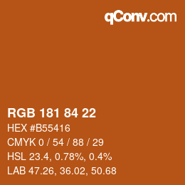 カラーコード: RGB 181 84 22 | qconv.com