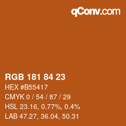 颜色代码: RGB 181 84 23 | qconv.com