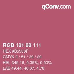 カラーコード: RGB 181 88 111 | qconv.com