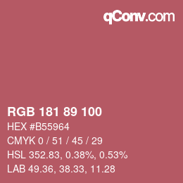 Color code: RGB 181 89 100 | qconv.com