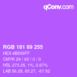 Color code: RGB 181 89 255 | qconv.com