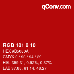 Farbcode: RGB 181 8 10 | qconv.com
