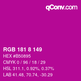 Color code: RGB 181 8 149 | qconv.com