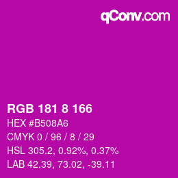 Color code: RGB 181 8 166 | qconv.com