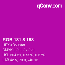 Color code: RGB 181 8 168 | qconv.com