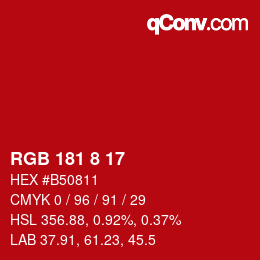 Color code: RGB 181 8 17 | qconv.com