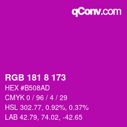 Color code: RGB 181 8 173 | qconv.com