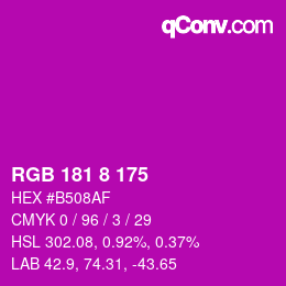 Color code: RGB 181 8 175 | qconv.com