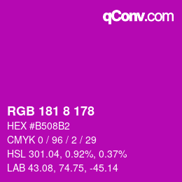 カラーコード: RGB 181 8 178 | qconv.com
