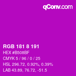 カラーコード: RGB 181 8 191 | qconv.com
