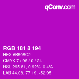 カラーコード: RGB 181 8 194 | qconv.com