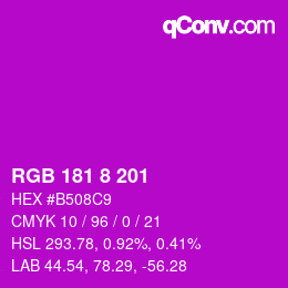 Color code: RGB 181 8 201 | qconv.com