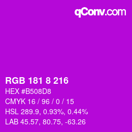 Color code: RGB 181 8 216 | qconv.com