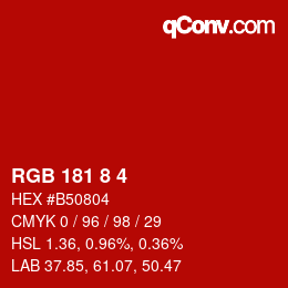 Color code: RGB 181 8 4 | qconv.com
