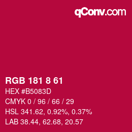 颜色代码: RGB 181 8 61 | qconv.com
