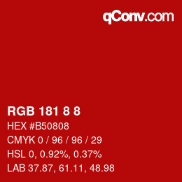 Código de color: RGB 181 8 8 | qconv.com