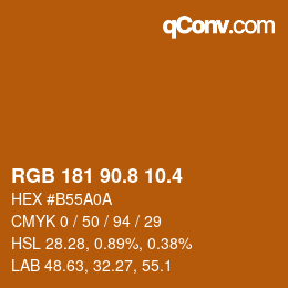 カラーコード: RGB 181 90.8 10.4 | qconv.com