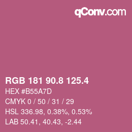 カラーコード: RGB 181 90.8 125.4 | qconv.com